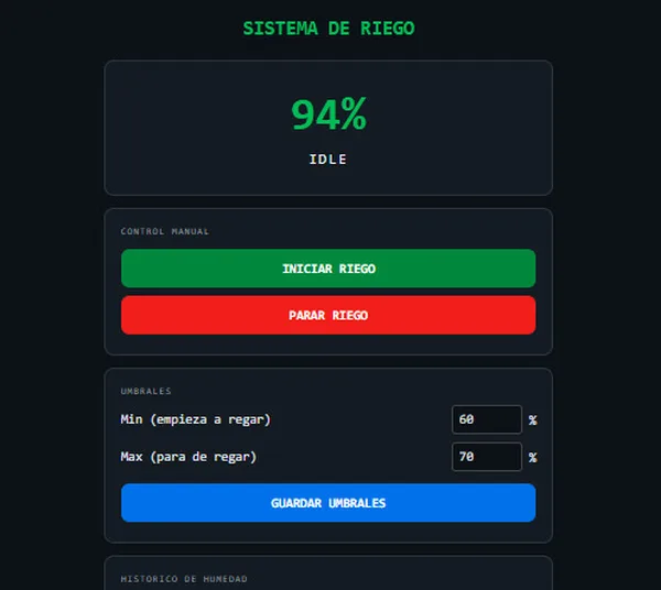 Captura de Sistema de riego automático